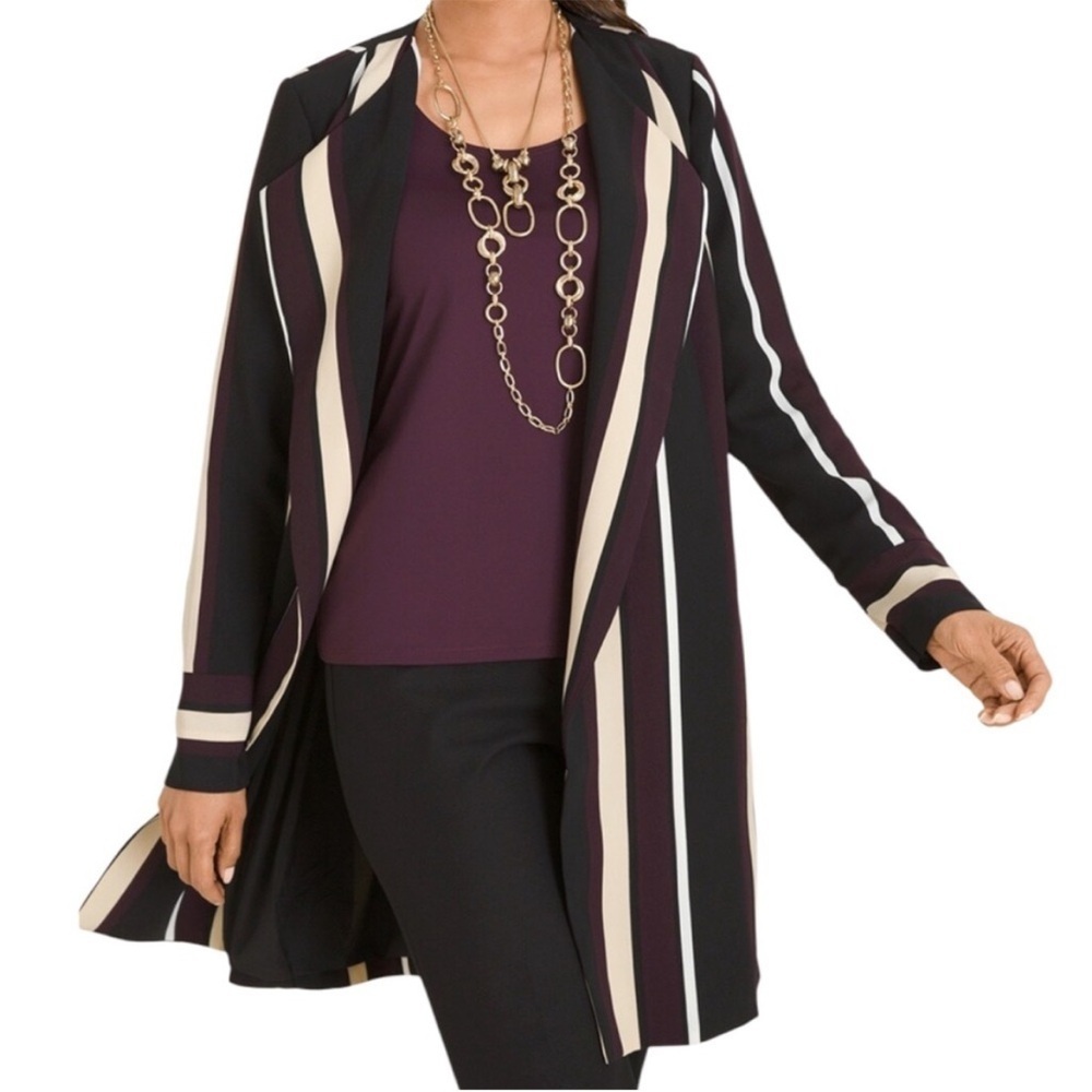Like New Chico's Striped Duster Top Size Large